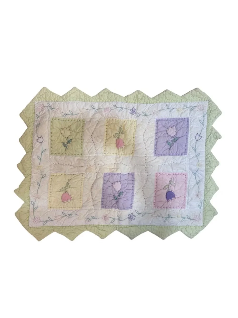 Pottery Barn Kids Floral Pastel Quilted Standard Pillow Sham Set of 2 Vintage